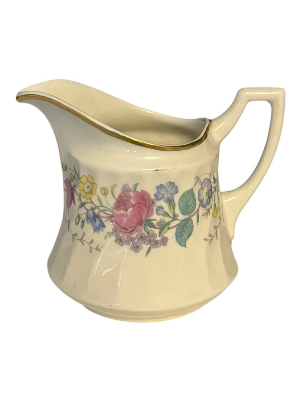 Vintage Syracuse China Lilac Rose Creamer Pitcher Floral Gold Trim USA
